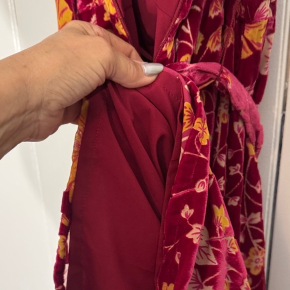 NWOT Nanette Lepore Dark Red/Yellow Burnout Floral Midi Pant Jumpsuit Vintage - Picture 6 of 15